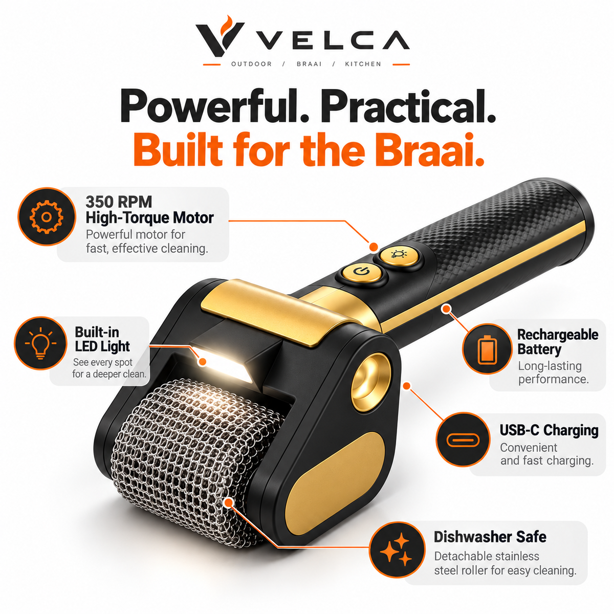 VELCA Signature Cordless Braai Grid Cleaner